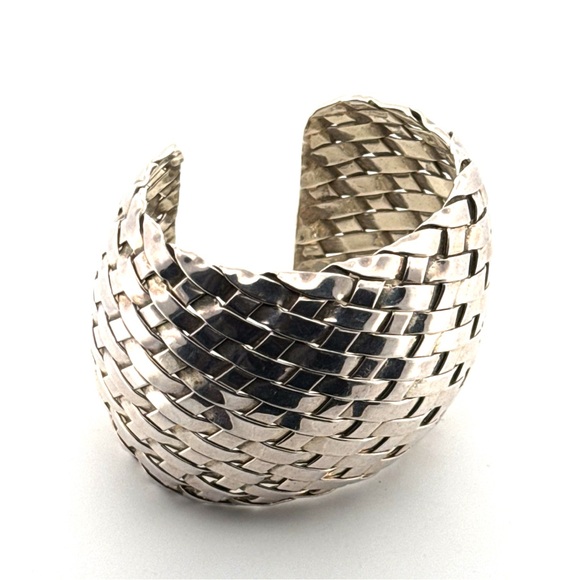 Jewelry - Very large woven 925 Sterling silver cuff bracelet